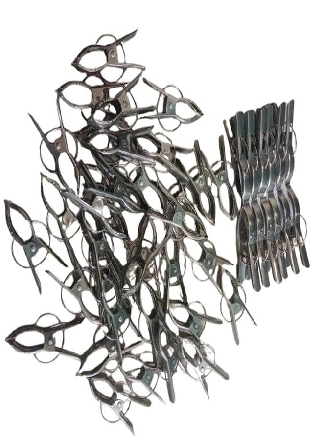 ZOKCY® (Pack of 48 Pcs) Stainless Steel Metal Cloth Clips Heavy Quality/Steel Cloth Clips for Hanging Cloth/Cloth Clips Heavy Quality/Cloth Pegs with Strong Grip Heavy Quality Steel Drying Cloth Clip - Image 1