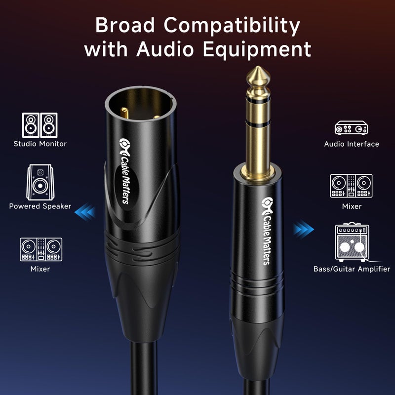Cable Matters 6.35mm (1/4 Inch) Short TRS to XLR Cable - 3ft, Male to Male XLR to TRS Cable, Black â€“ Not for Microphone Use - Image 4