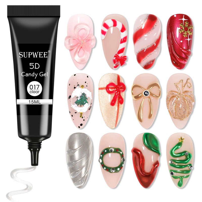 SUPWEE 3D Nail Art Gel Clear Sculpting Gel for Nail Art Design DIY 3D Molding Gels for Painting Drawing Carving Nails Gels Nail Tube Home DIY Modeling Decoration Manicure - Image 1