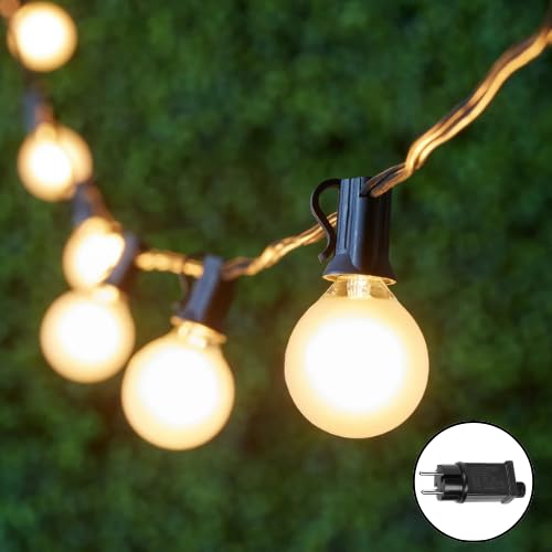 Chronos G40 Outdoor Bulb String Lights Hanging -IP44 Rainproof G40 Globe LED Bulbs | Frosted Bulbs with LED Filament -Edison Style-25Ft Light for Backyard Terrace Garden Balcony Party Home Decoration - Image 1
