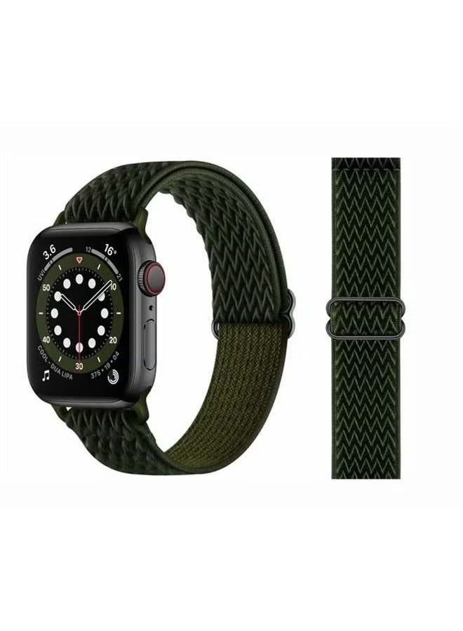 vesus Wavy Adjustable Braided Solo Band for Apple Watch Series 6/SE/5/4/3/2/1 44/42mm Green