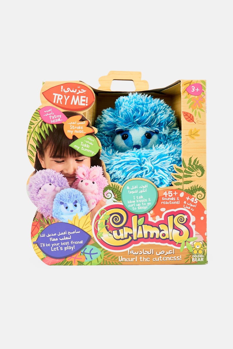 Curlimals دب البادجر الأزرق لعبة قنفذ تفاعلية ناعمة - Image 1