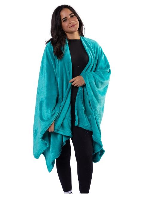 Mintra Lightweight Throw Blanket with Pockets, 250 GSM Extra Soft Premium Microfiber in Light Green - Image 1