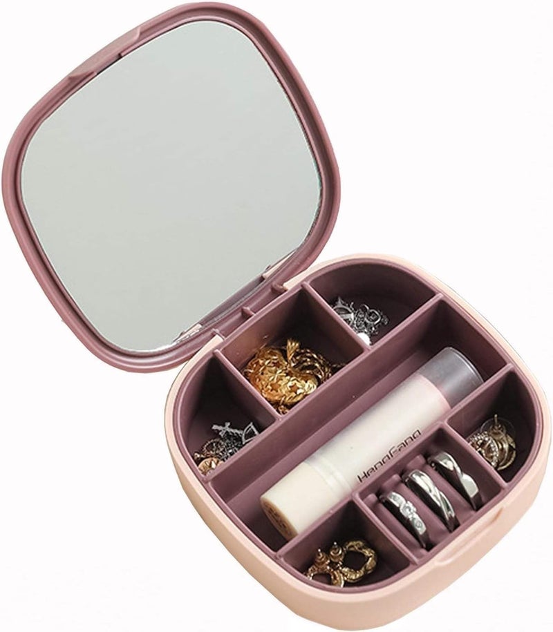 Jewelry Storage Box with Mirror, Portable Jewelry Organizer, Dustproof, Travel Case Ideal for Ring, Pendant, Earring Necklace and Bracelet, Easy to storage - Image 1
