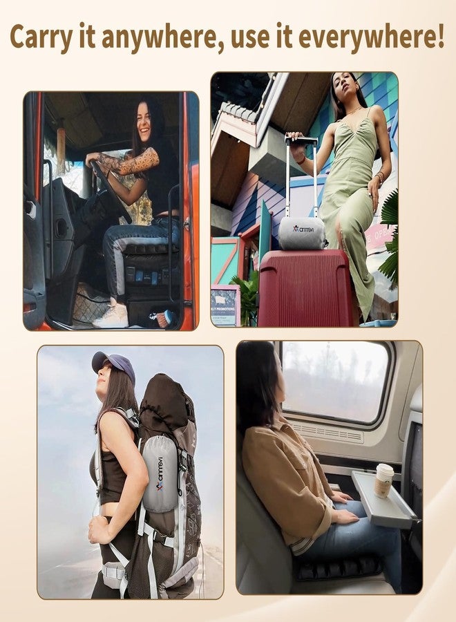 ANMSVI Air Inflatable Travel Seat Cushion with Built-in Pump - Portable and Adjustable for Airplane, Car, Train, Truck, Office, Home - Coccyx, Sciatica, Tailbone Pain Relief - 46x41x5.3cm - Image 2