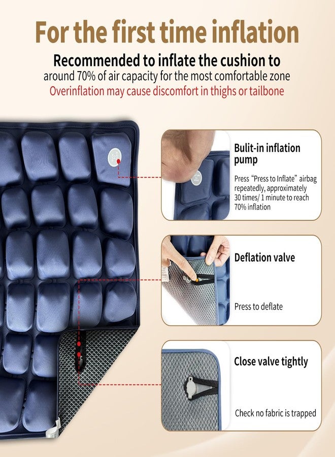 ANMSVI Air Inflatable Travel Seat Cushion with Built-in Pump - Portable and Adjustable for Airplane, Car, Train, Truck, Office, Home - Coccyx, Sciatica, Tailbone Pain Relief - 46x41x5.3cm - Image 5