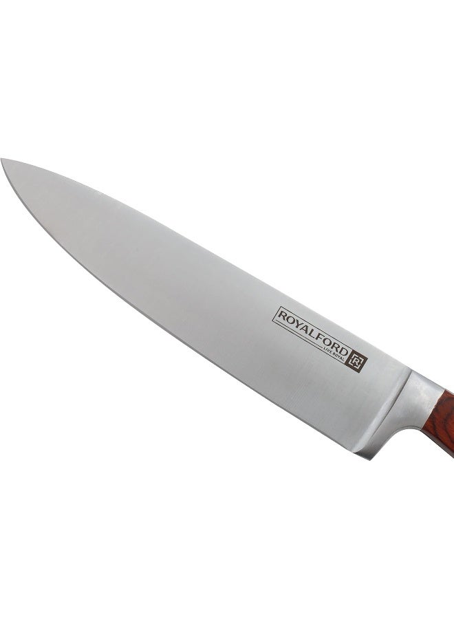 Royalford Sharp Design Chef Knife Silver/Brown 8inch - Image 4