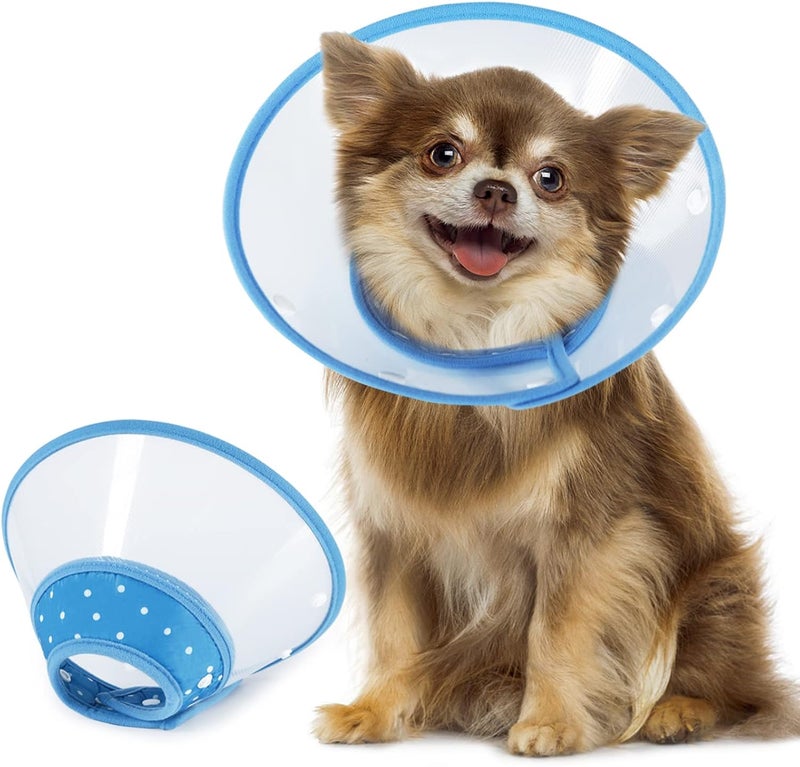 Vivifying Dog Cones for Small Dogs, Adjustable 8-9.6 Inches Soft Lightweight Elizabethan Collar for Puppy and Large Cats to Stop Licking Wounds After Surgery(Blue) - Image 1