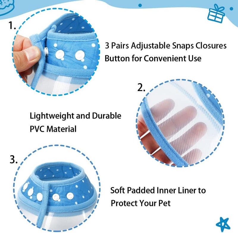 Vivifying Dog Cones for Small Dogs, Adjustable 8-9.6 Inches Soft Lightweight Elizabethan Collar for Puppy and Large Cats to Stop Licking Wounds After Surgery(Blue) - Image 2