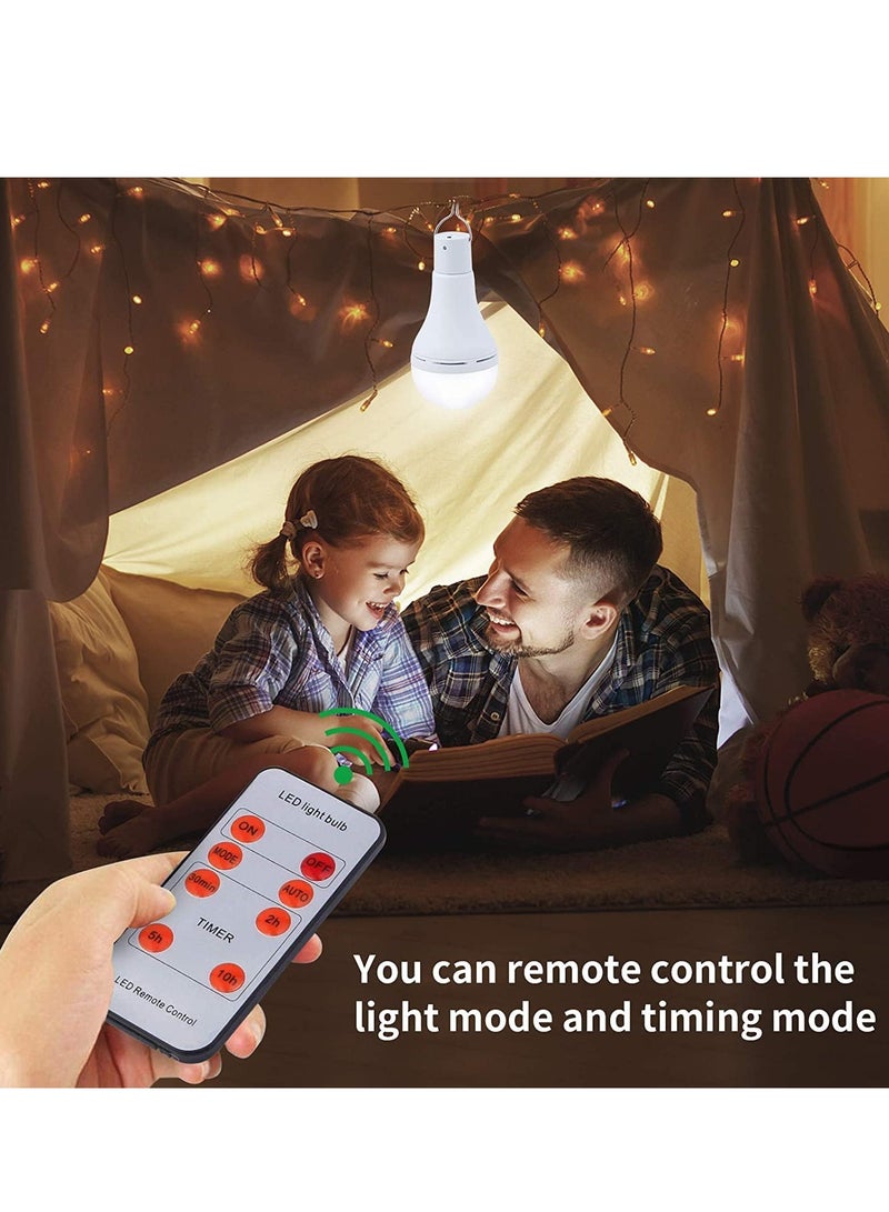 Zikra 2-Pack Rechargeable LED Light Bulbs with Solar Panel, 6500K, 300 Lumen - Solar-Powered Tent Bulbs with Clip Hook and Remote, Ideal for Camping, Emergency, Indoor & Outdoor Use - Image 4