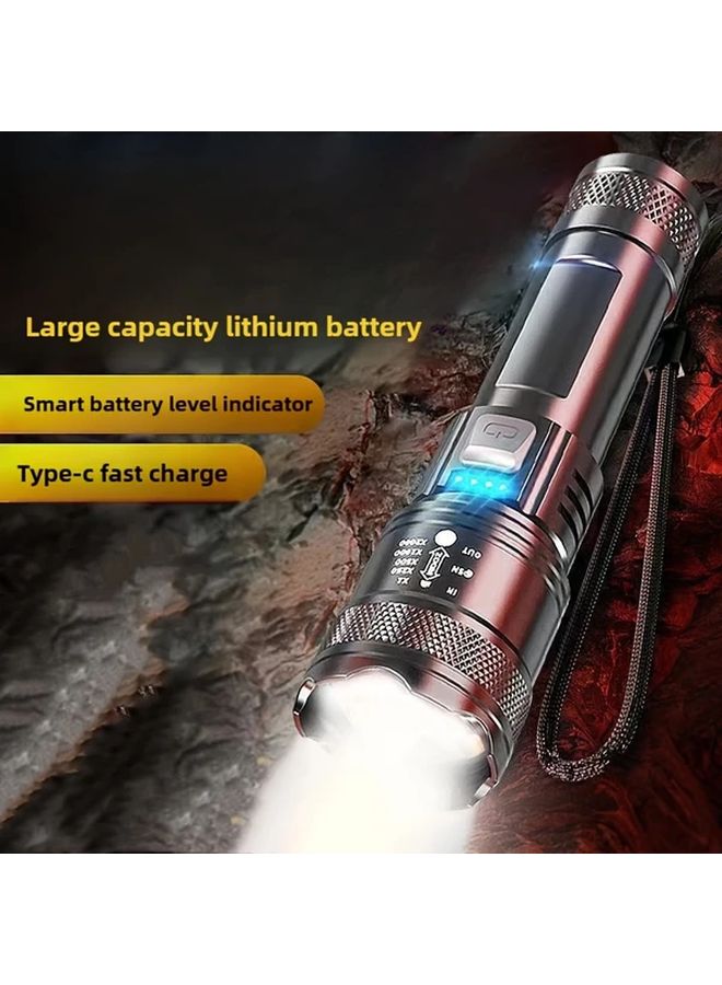 مصباح تكتيكي USB قابل لإعادة الشحن معدن، تكبير وتركيز للاستخدام في الهواء الطلق والتخييم - Image 2