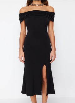 trendyol Black Fitted Knitted Elegant Evening Dress TPRSS24EL00113  - Image 4