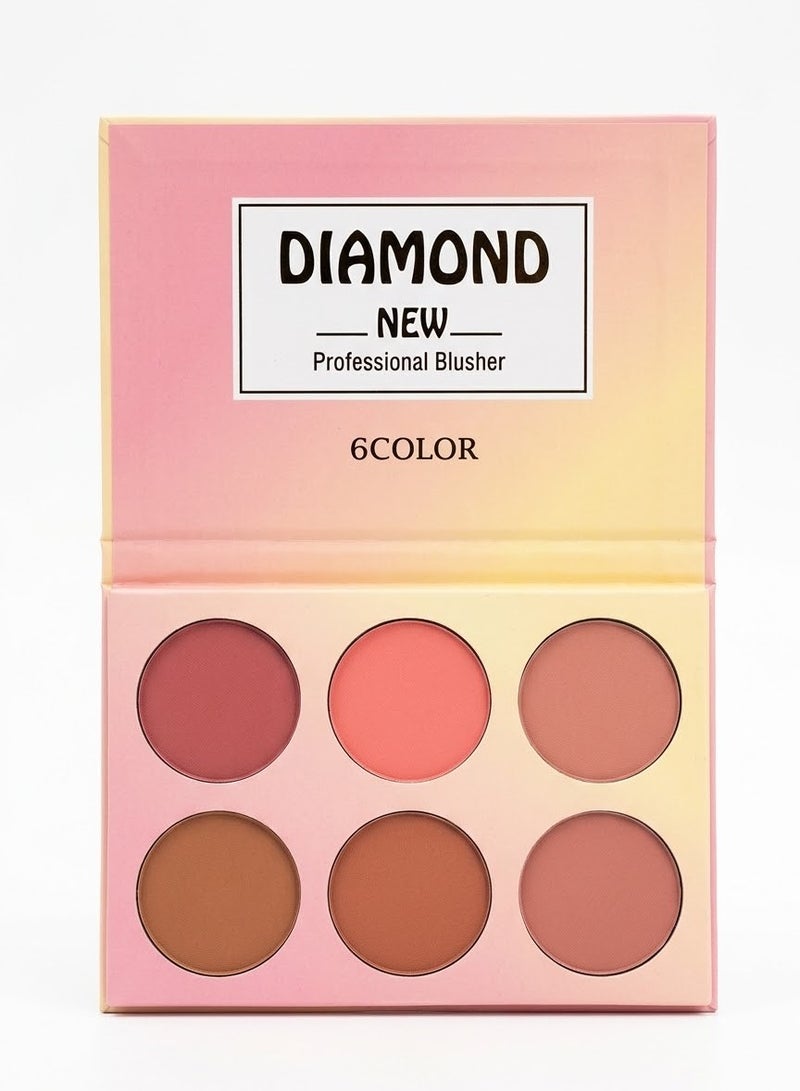 Diamond Gold 6-Color Professional Blusher Palette