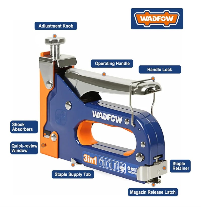WADFU 3 in 1 Heavy Duty Staple Gun Hand Nail Nail, Adjustable Power Stapler Gun for Wood, Crafts, Carpentry, Decoration, Craft, Heavy Duty Service by Zglol Equipment - Image 5