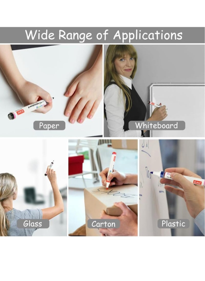 Excefore Whiteboard Markers, 12pcs Whiteboard Pens, 4 Colour Bullet Tip Dry Erase Markers White Board Markers Dry Wipe Pens for School Office Home  - Image 5