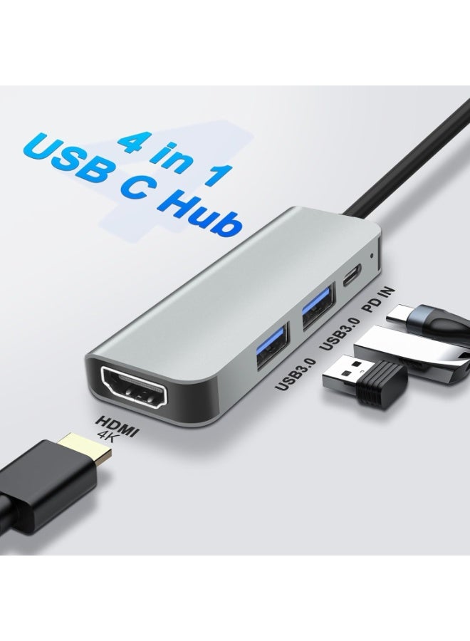 أوريون ماكس محول USB-C متعدد المنافذ 4 في 1 مع منفذ HDMI بدقة 4K، وشحن سريع بقدرة 100 واط، ومنفذي USB 3.0 بسرعة 5 جيجابت في الثانية - موزع USB-C متعدد المنافذ لأجهزة الكمبيوتر المحمولة، وأجهزة MacBook، وأجهزة الكمبيوتر الشخصية، ولوحات المفاتيح، ووحدات التخزين المحمولة. - Image 2