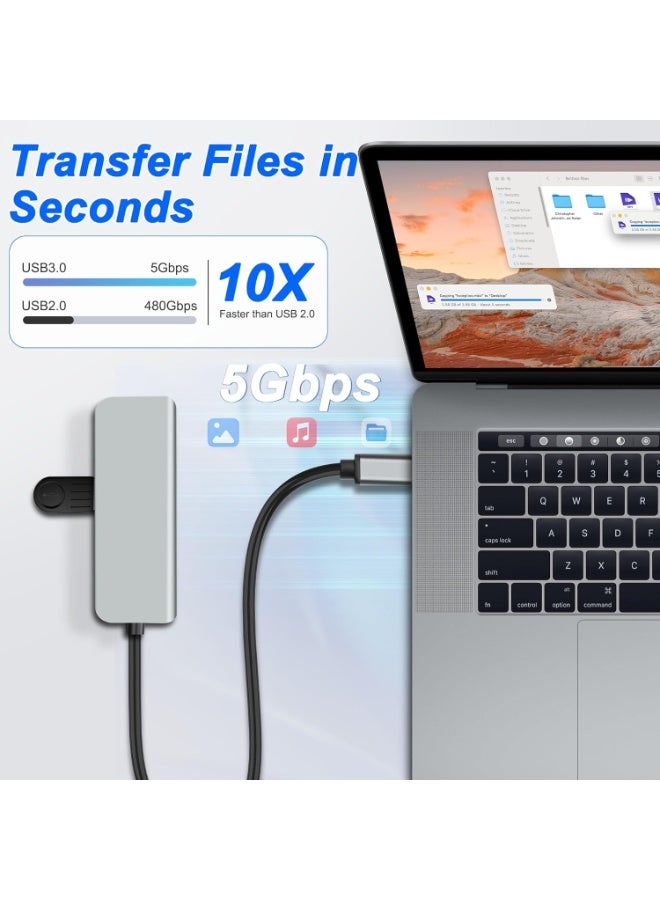 أوريون ماكس محول USB-C متعدد المنافذ 4 في 1 مع منفذ HDMI بدقة 4K، وشحن سريع بقدرة 100 واط، ومنفذي USB 3.0 بسرعة 5 جيجابت في الثانية - موزع USB-C متعدد المنافذ لأجهزة الكمبيوتر المحمولة، وأجهزة MacBook، وأجهزة الكمبيوتر الشخصية، ولوحات المفاتيح، ووحدات التخزين المحمولة. - Image 3