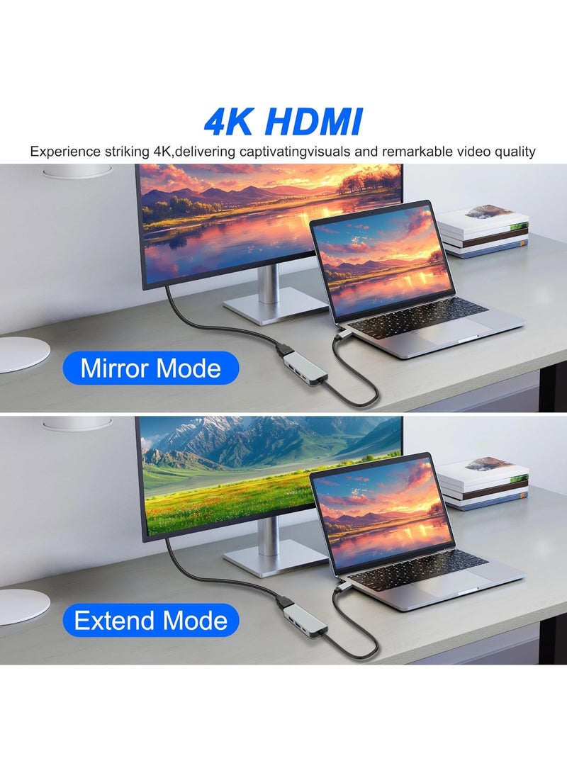 أوريون ماكس محول USB-C متعدد المنافذ 4 في 1 مع منفذ HDMI بدقة 4K، وشحن سريع بقدرة 100 واط، ومنفذي USB 3.0 بسرعة 5 جيجابت في الثانية - موزع USB-C متعدد المنافذ لأجهزة الكمبيوتر المحمولة، وأجهزة MacBook، وأجهزة الكمبيوتر الشخصية، ولوحات المفاتيح، ووحدات التخزين المحمولة. - Image 5