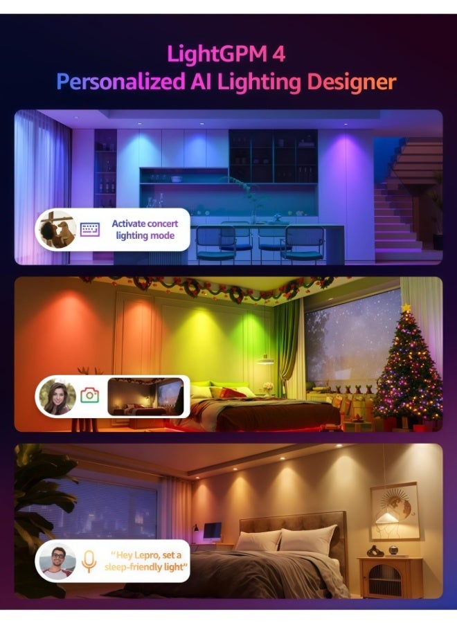 Lurette GU10 Smart Bulbs, Bluetooth Color Changing 6W LED Track Light Bulbs with Music Sync, RGBCCT Dimmable Color Changing LED Bulbs, Compatible with Alexa, Google Home, Voice Control (1 Pack) - Image 3