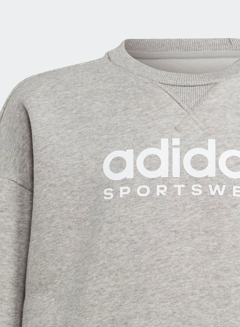 adidas جاكيت برقبة مستديرة للاطفال لجميع المواسم