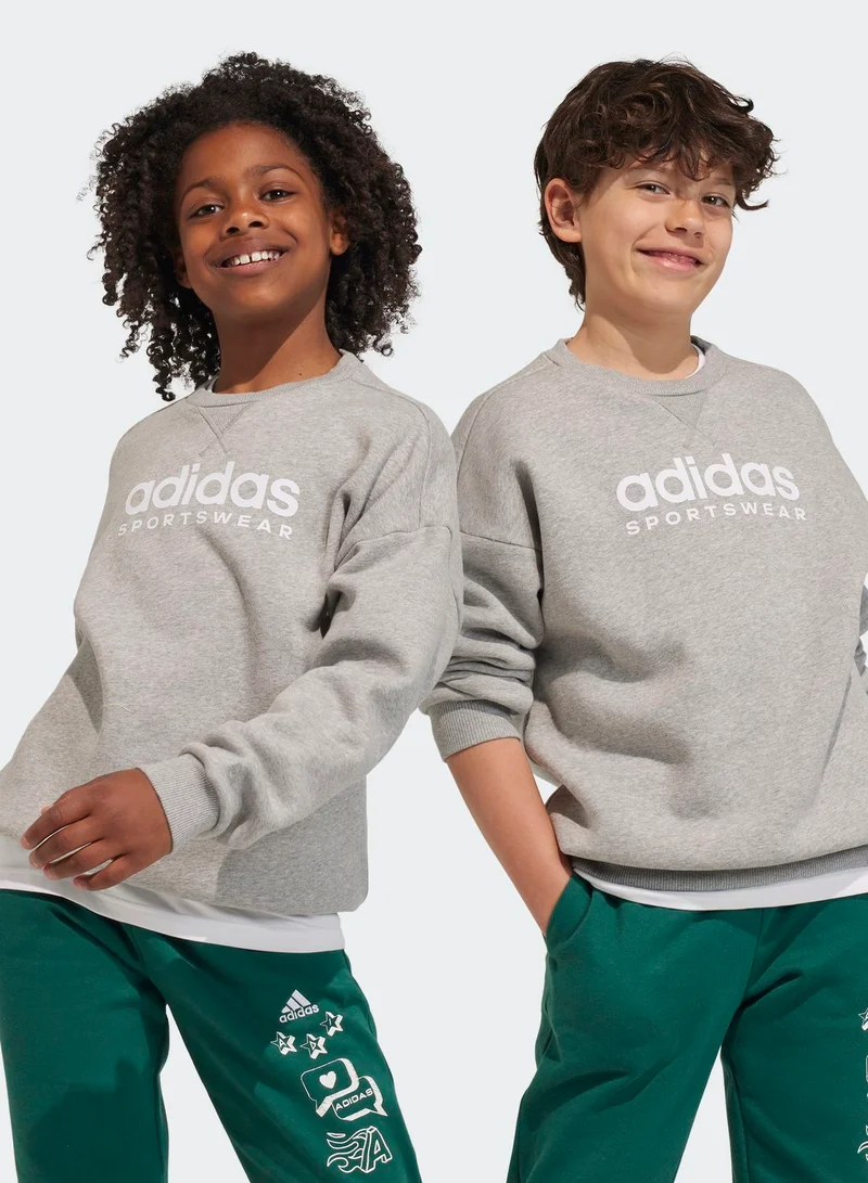 adidas جاكيت برقبة مستديرة للاطفال لجميع المواسم