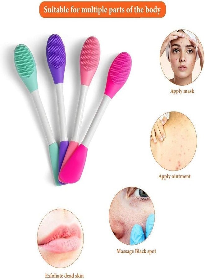 SANTALON 2-in-1 Silicone Face Mask Brush & Face Scrubber Set - Double Head Face Pack Applicator, Exfoliating Facial Cleansing Brush, Lip Scrub Tool for Cream, Lotion, Moisturizer - Pack of 2 for Men & Women (Pack of 4) - Image 4
