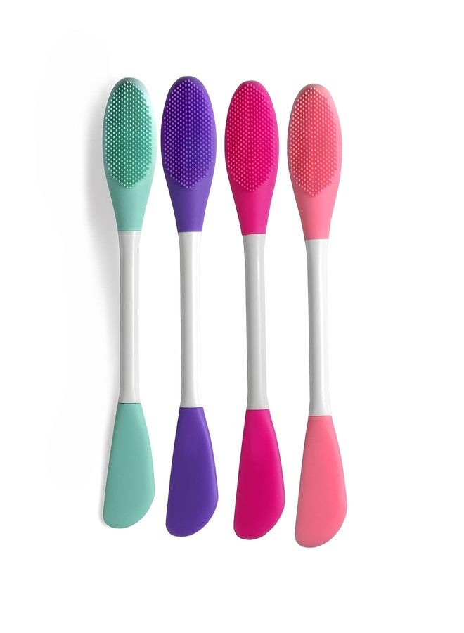 SANTALON 2-in-1 Silicone Face Mask Brush & Face Scrubber Set - Double Head Face Pack Applicator, Exfoliating Facial Cleansing Brush, Lip Scrub Tool for Cream, Lotion, Moisturizer - Pack of 2 for Men & Women (Pack of 4) - Image 1