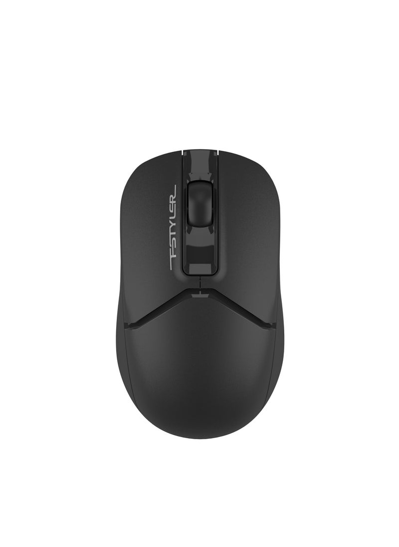 A4TECH FSTYLER WIRELESS MOUSE WITH SILENT CLICK FG-12S, 1200 DPI WITH WIDER WHEEL, WINDOWS XP / VISTA / 7 / 8 / 8.1 / 10, BLACK  - Image 1