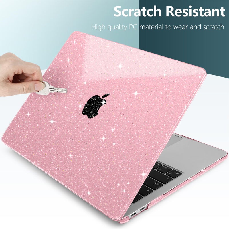 TWOLSKOO for MacBook Pro 13 inch Case 2023-2016 A2338 M2 M1 A2251 A2289 A2159 A1989 A1708 A1706, Glitter Sparkly Plastic Hard Shell with Keyboard Cover & Type C Adapter 2 Pack & Camera Cover, Pink - Image 4