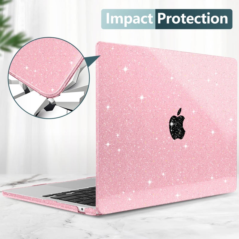 TWOLSKOO for MacBook Pro 13 inch Case 2023-2016 A2338 M2 M1 A2251 A2289 A2159 A1989 A1708 A1706, Glitter Sparkly Plastic Hard Shell with Keyboard Cover & Type C Adapter 2 Pack & Camera Cover, Pink - Image 5