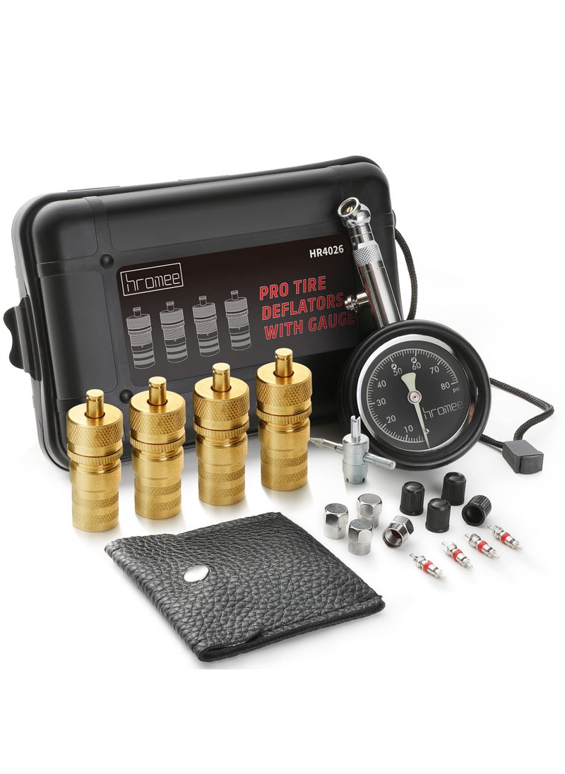 Hromee Hromee Automatic Tire Deflators Kit for Jeep, Cars, Trucks, ATV 6-30 PSI Adjustable Air Deflating Set with Gauge  - Image 1