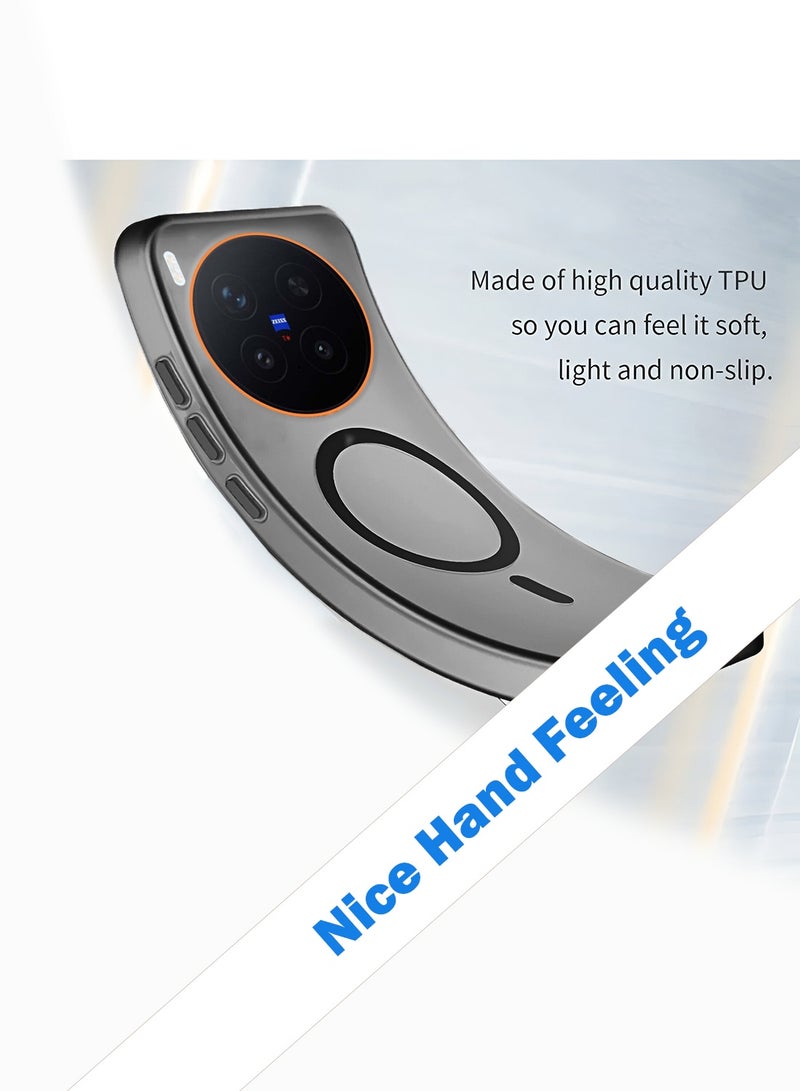 Wtech vivo X300 Pro 5G 2025 Hybrid Translucent Magsafe with Magnetic Charging Raised Camera Lips Elegant Look Case Cover (MCMPMN) - Black - Image 3