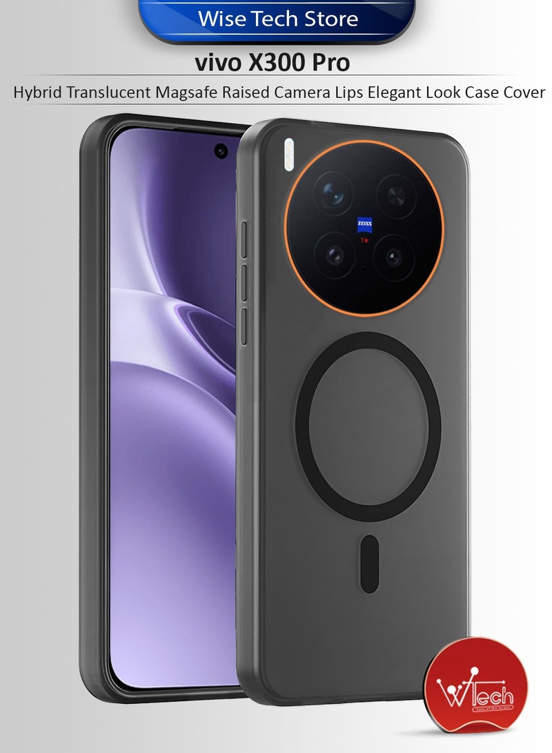 Wtech vivo X300 Pro 5G 2025 Hybrid Translucent Magsafe with Magnetic Charging Raised Camera Lips Elegant Look Case Cover (MCMPMN) - Black - Image 1