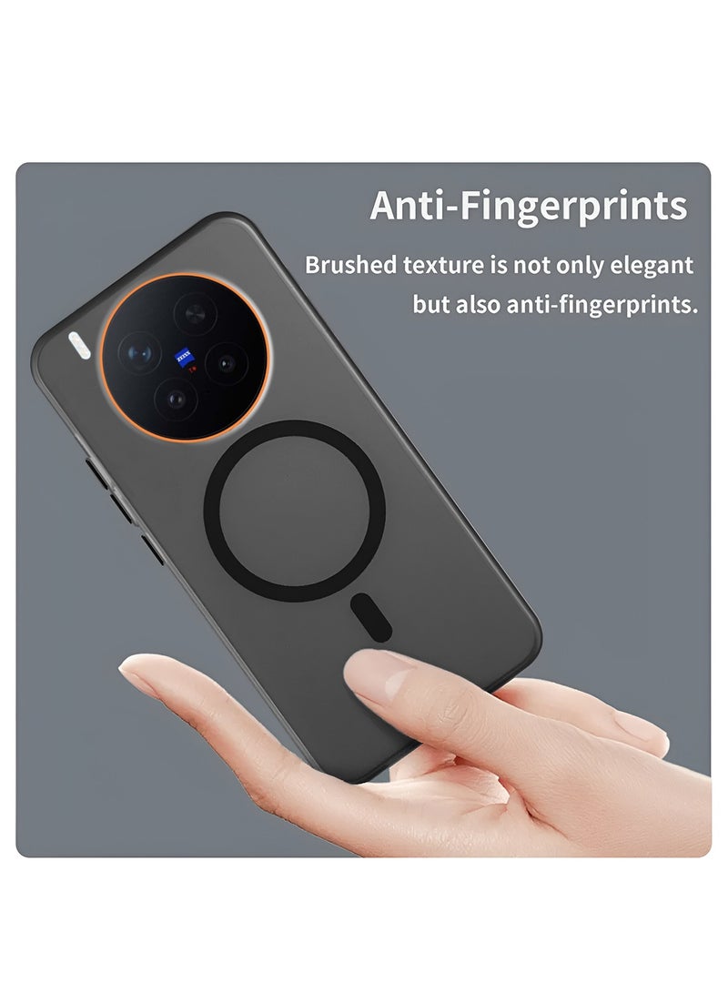 Wtech vivo X300 Pro 5G 2025 Hybrid Translucent Magsafe with Magnetic Charging Raised Camera Lips Elegant Look Case Cover (MCMPMN) - Black - Image 4