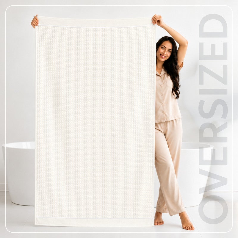 Donetella Bath Sheet (2 Piece, 90x180 cm) – Microfiber 310 GSM Waffle Weave Ultra Soft & Highly Absorbent Quick Dry Large Bath Sheet, Lightweight Solid Bath Sheet for Bathroom, Gym, Spa & Travel. - Image 4