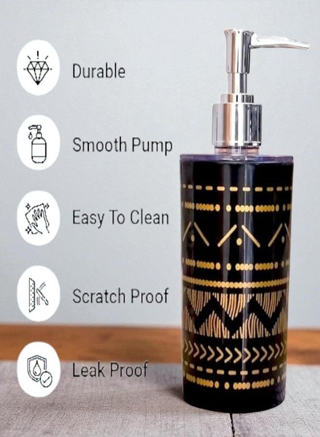 LAGET® Soap Dispenser Bottle Set Refillable with Pump for handwash in Bathroom Kitchen Sink, White OR Black Plastic Body and Chrome Finish top (White Gold Print (300 Ml) - Image 4