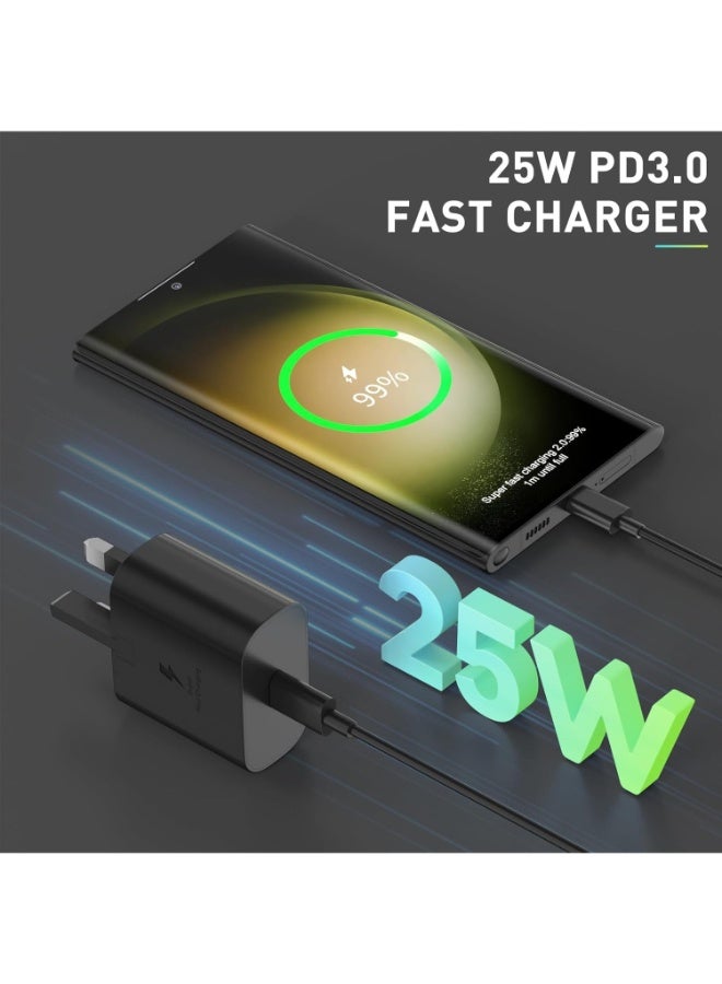 PROMASS Fast charger compatible with Galaxy - USB C 25W charger, 25W fast adapter, PPS wall plug compatible with Samsung Ultra S24/S23/S22, Galaxy A54, Note 20, Galaxy (with 1m USB C cable) - Image 2