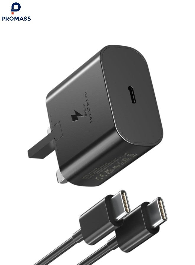 PROMASS Fast charger compatible with Galaxy - USB C 25W charger, 25W fast adapter, PPS wall plug compatible with Samsung Ultra S24/S23/S22, Galaxy A54, Note 20, Galaxy (with 1m USB C cable) - Image 1