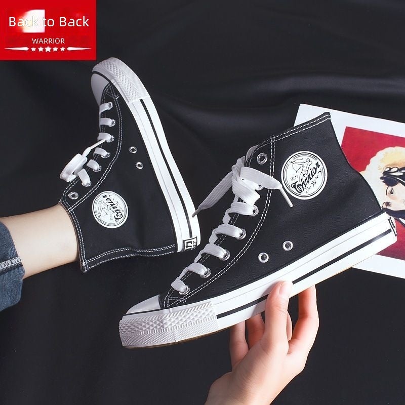 Warrior High-top canvas shoes for women, spring/autumn couple’s shoes, fashionable and trendy unisex footwear, versatile white sneakers for students. - Image 1