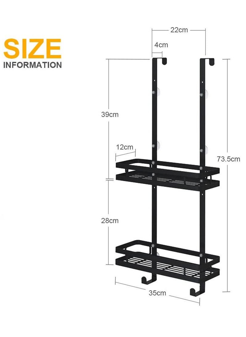XiuWoo Double Layer Stainless Steel Shower Caddy Shelf Bathroom Rack For Hanging with 2 Hooks for Hang Razor and Towels  - Image 2