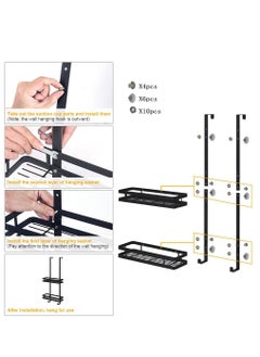 XiuWoo Double Layer Stainless Steel Shower Caddy Shelf Bathroom Rack For Hanging with 2 Hooks for Hang Razor and Towels  - Image 5