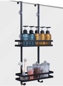 XiuWoo Double Layer Stainless Steel Shower Caddy Shelf Bathroom Rack For Hanging with 2 Hooks for Hang Razor and Towels  - Image 1