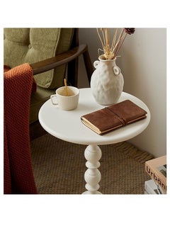 Old_Feller Vintage Sofa Side Table Living Room Coffee Table Household Roman Pillar End Table Round Table White 40*52cm  - Image 3