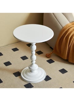 Old_Feller Vintage Sofa Side Table Living Room Coffee Table Household Roman Pillar End Table Round Table White 40*52cm  - Image 2