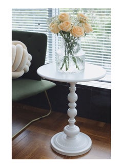Old_Feller Vintage Sofa Side Table Living Room Coffee Table Household Roman Pillar End Table Round Table White 40*52cm  - Image 5