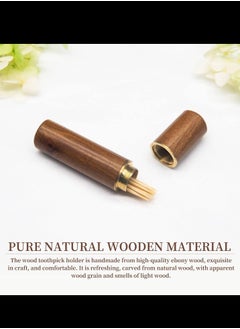 Craftman Toothpick Holder, 2Pcs Portable Wood Toothpick Case, Waterproof Handmade Craft Toothpick Pocket Box, for Storage Toothpick, Needle, Pill, Bead, Ear Pick, Cotton Swab and Other Small Object  - Image 3