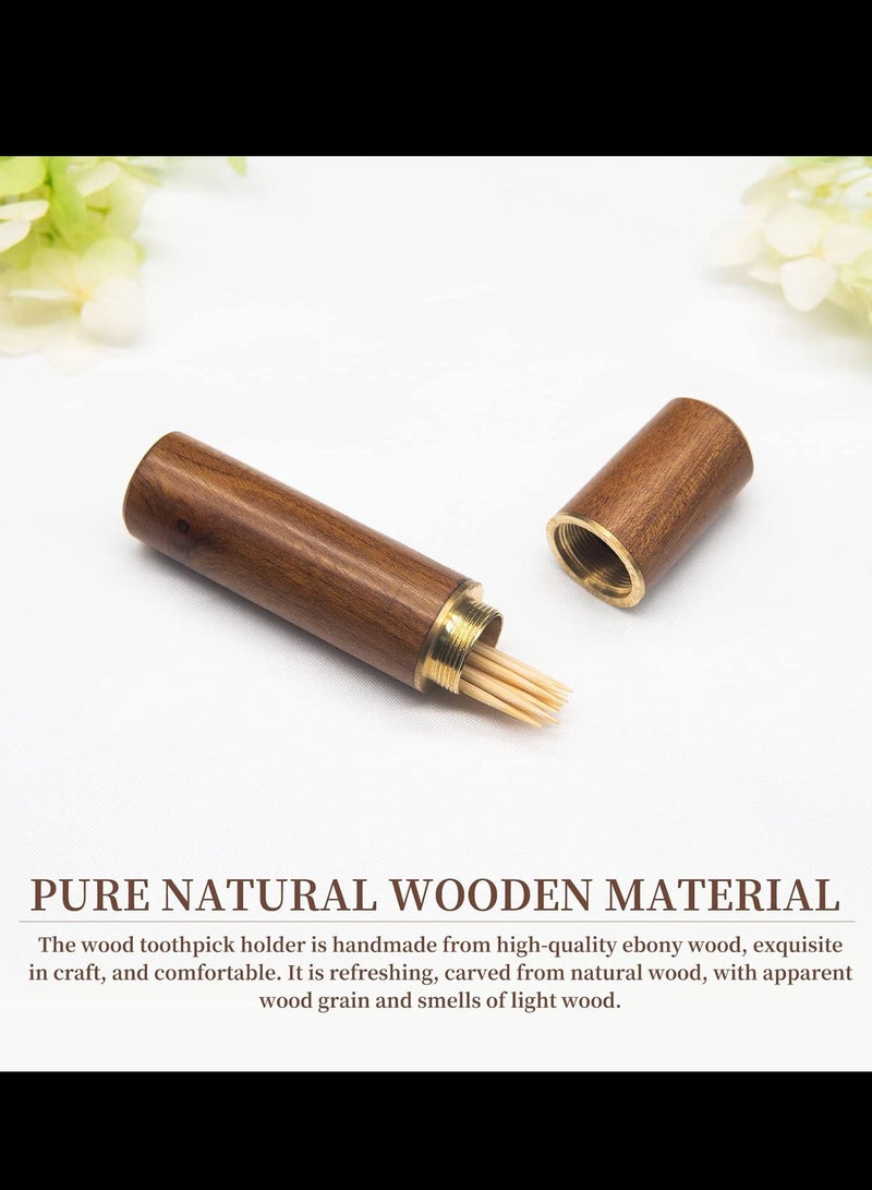 Craftman Toothpick Holder, 2Pcs Portable Wood Toothpick Case, Waterproof Handmade Craft Toothpick Pocket Box, for Storage Toothpick, Needle, Pill, Bead, Ear Pick, Cotton Swab and Other Small Object  - Image 3