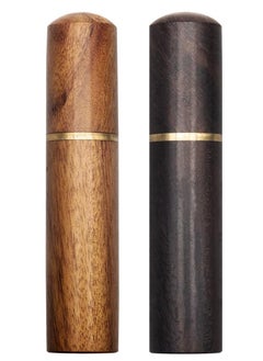 Craftman Toothpick Holder, 2Pcs Portable Wood Toothpick Case, Waterproof Handmade Craft Toothpick Pocket Box, for Storage Toothpick, Needle, Pill, Bead, Ear Pick, Cotton Swab and Other Small Object  - Image 1