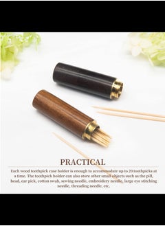 Craftman Toothpick Holder, 2Pcs Portable Wood Toothpick Case, Waterproof Handmade Craft Toothpick Pocket Box, for Storage Toothpick, Needle, Pill, Bead, Ear Pick, Cotton Swab and Other Small Object  - Image 4