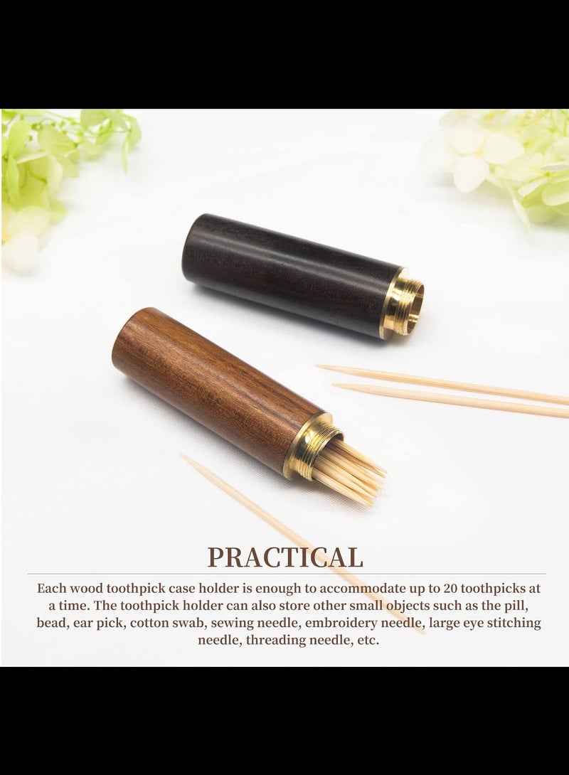 Craftman Toothpick Holder, 2Pcs Portable Wood Toothpick Case, Waterproof Handmade Craft Toothpick Pocket Box, for Storage Toothpick, Needle, Pill, Bead, Ear Pick, Cotton Swab and Other Small Object  - Image 4